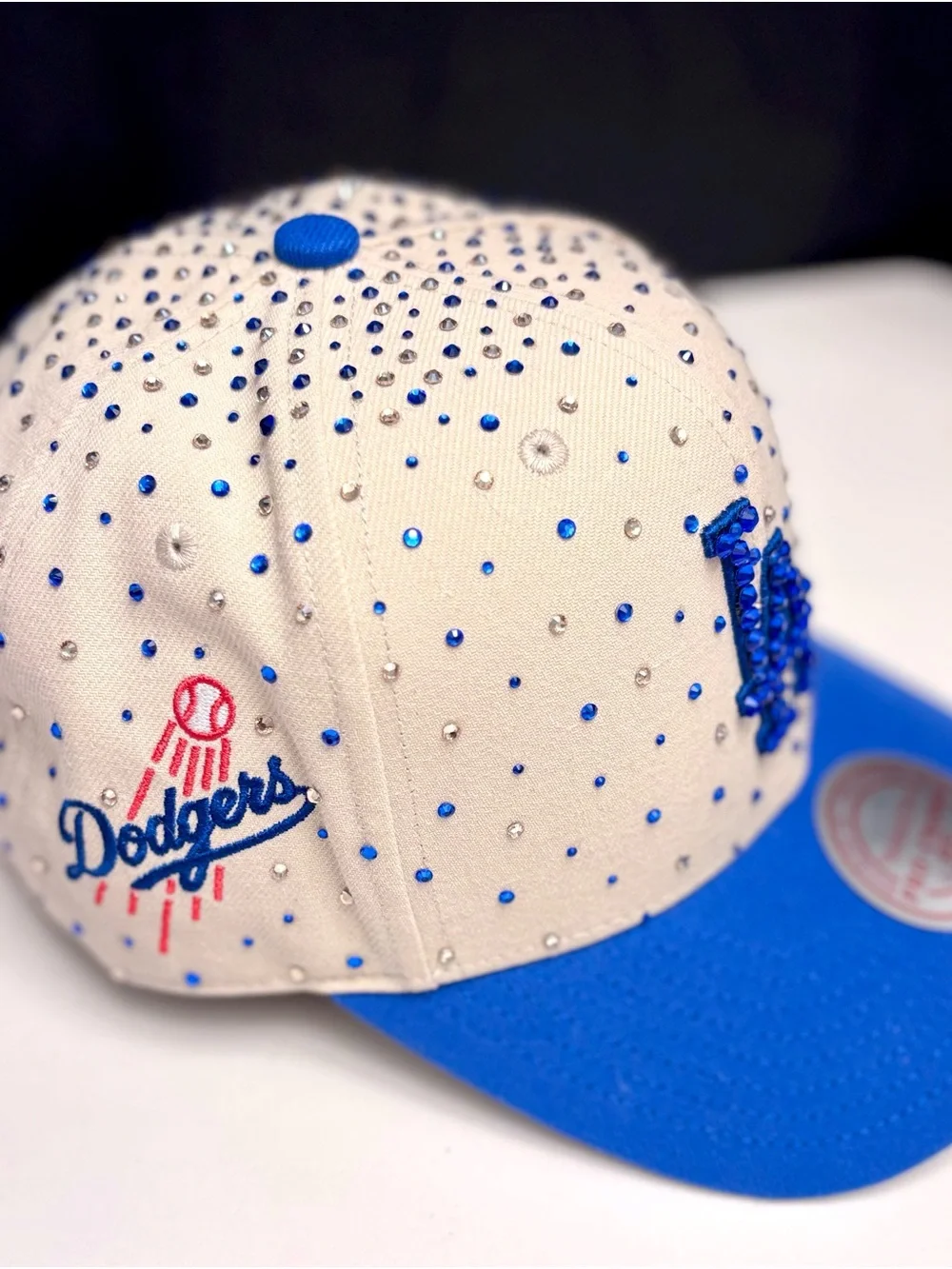 Mitchell & Ness  LA Dodgers hand Crystaled-Embellished Baseball Cap